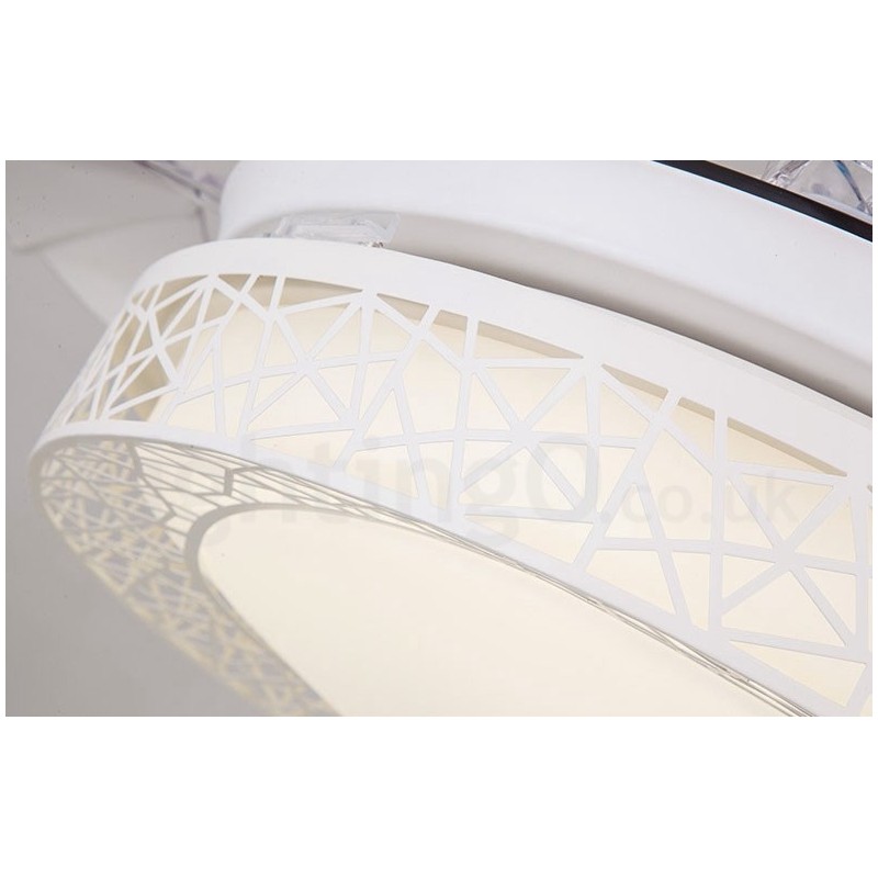 Ventilador de techo hueco, moderno y contemporáneo, con control remoto, pantalla acrílica, motor silencioso de cobre puro, 108 cm (42") x 91 cm (36")