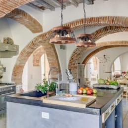 Lámpara de araña de madera vintage con 3 anillos de luz, estilo industrial, estilo loft, colgante lineal de madera.