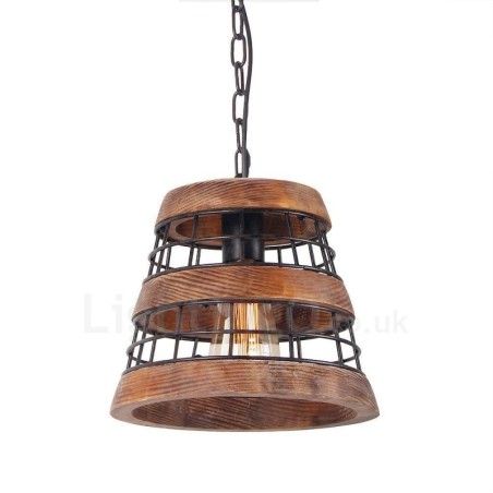 Lámpara de araña de madera vintage con 1 anillo de luz, estilo industrial, estilo loft, lineal, de madera Lámpara de araña de madera vintage con 1 anillo de luz, estilo industrial, estilo loft, lineal, de madera