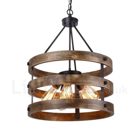 Lámpara colgante de madera vintage con 5 luces, estilo industrial, estilo loft, de madera, con forma de tambor. Lámpara colgante de madera vintage con 5 luces, estilo industrial, estilo loft, de madera, con forma de tambor.