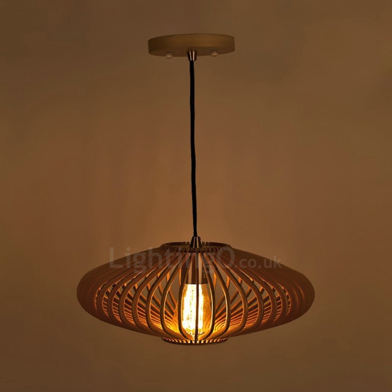 Lámpara colgante de madera vintage con 1 luz, estilo industrial, estilo loft, de madera, estilo lineal.