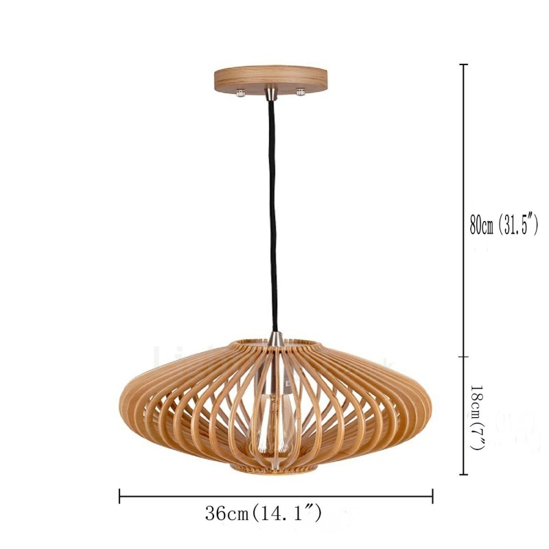 Lámpara colgante de madera vintage con 1 luz, estilo industrial, estilo loft, de madera, estilo lineal.