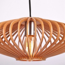Lámpara colgante de madera vintage con 1 luz, estilo industrial, estilo loft, de madera, estilo lineal.
