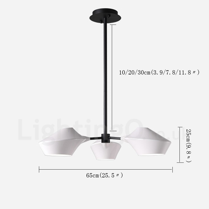 Lámpara de araña retro lineal de 3 luces con pantallas acrílicas para exteriores y garaje