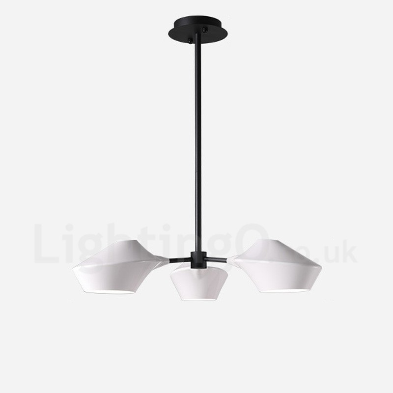 Lámpara de araña retro lineal de 3 luces con pantallas acrílicas para exteriores y garaje
