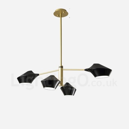 Lámpara de araña retro lineal de dos niveles, 4 luces y pantallas acrílicas para exteriores y garaje. Lámpara de araña retro lineal de dos niveles, 4 luces y pantallas acrílicas para exteriores y garaje.