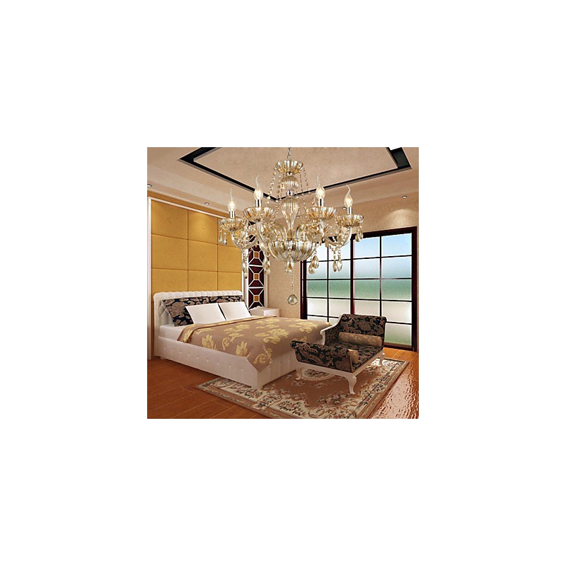 Lámpara de araña clásica tradicional de cristal galvanizado