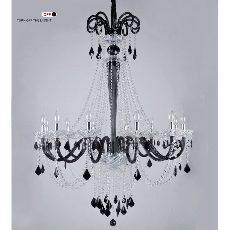 Candelabro de cristal negro