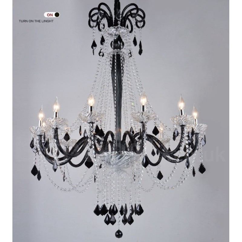 Candelabro de cristal negro