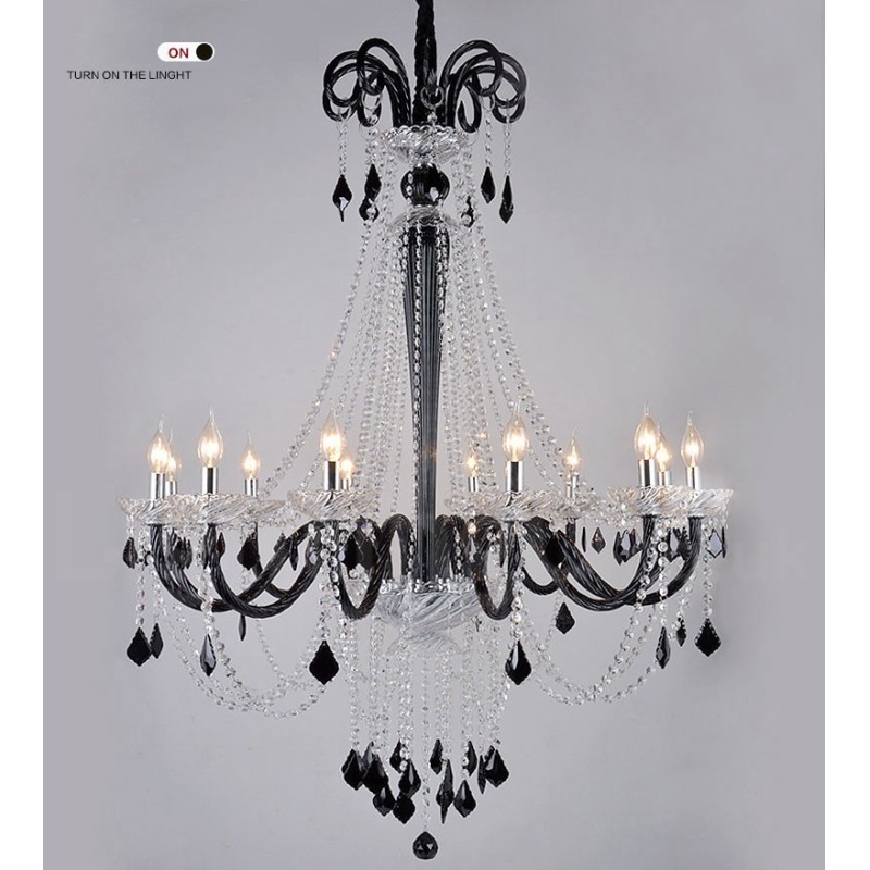 Candelabro de cristal negro