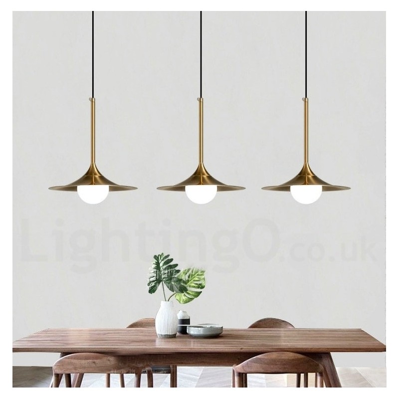 Lámpara colgante estilo industrial, estilo mini, dorada, galvanizada, con acabado pintado y pantalla de vidrio.