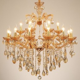 Candelabro de cristal ámbar de 18 (12+6) luces