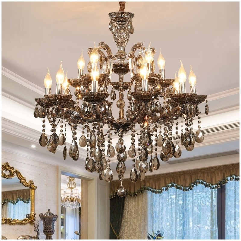 Candelabro de cristal gris claro de 18 (12+6)