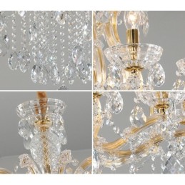 Candelabro de cristal dorado de 8 luces