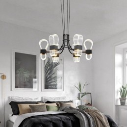 Lámpara de araña de diseño nórdico posmoderno de 6 luces con pantallas acrílicas