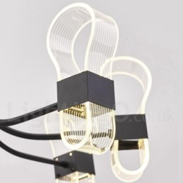 Lámpara de araña de diseño nórdico posmoderno de 6 luces con pantallas acrílicas