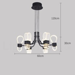 Lámpara de araña de diseño nórdico posmoderno de 6 luces con pantallas acrílicas