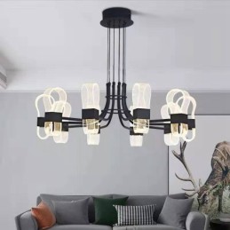 Lámpara de araña de diseño nórdico posmoderno de 10 luces con pantallas acrílicas (2021)