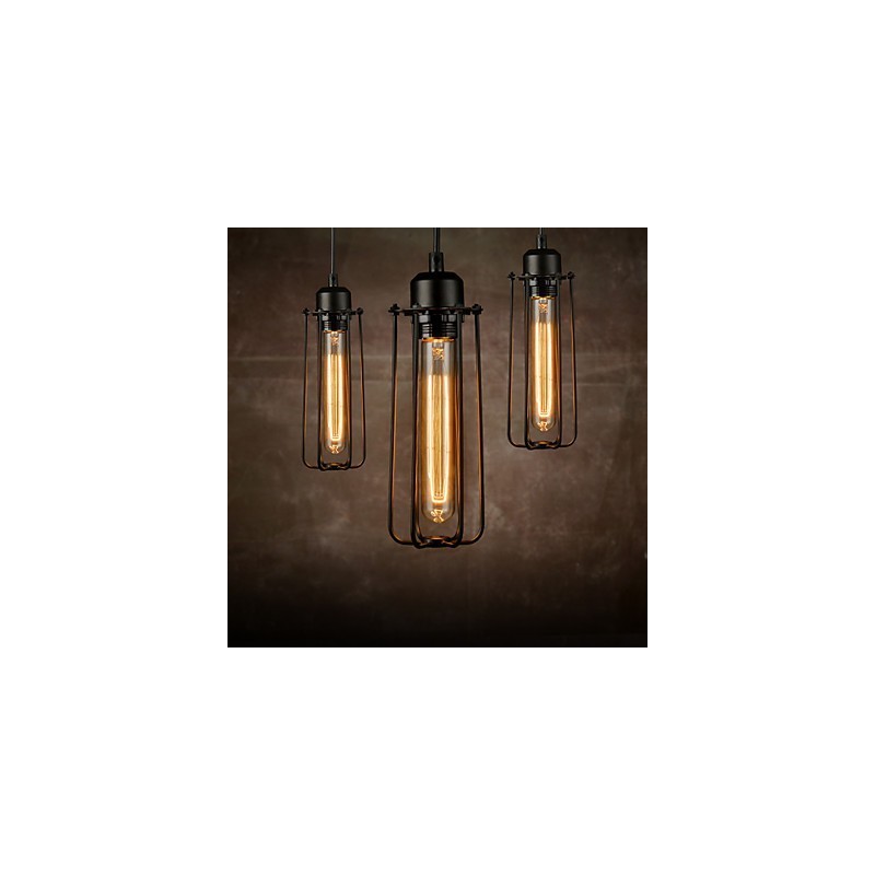 Lámpara colgante estilo mini rústico estilo cabaña retro de metal con 3 luces