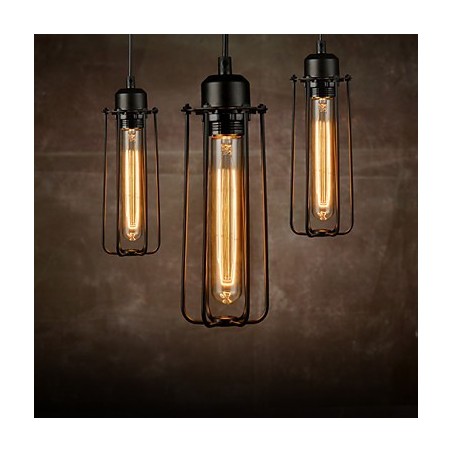 Lámpara colgante estilo mini rústico estilo cabaña retro de metal con 3 luces Lámpara colgante estilo mini rústico estilo cabaña retro de metal con 3 luces