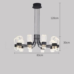 Lámpara de araña de diseño nórdico posmoderno de 10 luces con pantallas acrílicas (2021)