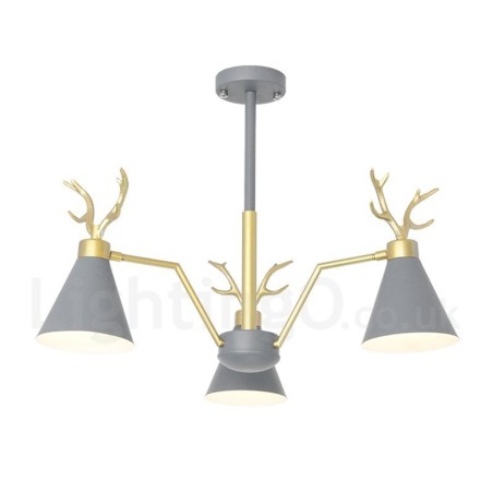 Lámpara de araña nórdica de 3 luces con diseño moderno de astas y macarrones Lámpara de araña nórdica de 3 luces con diseño moderno de astas y macarrones