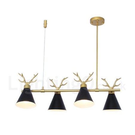 Lámpara de araña nórdica de 4 luces con diseño moderno de astas y macarrones Lámpara de araña nórdica de 4 luces con diseño moderno de astas y macarrones