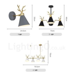 Lámpara de araña nórdica de 4 luces con diseño moderno de astas y macarrones