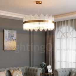 Lámpara colgante redonda de cristal de lujo posmoderna para sala de exposiciones