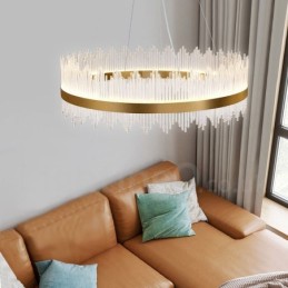 Lámpara colgante redonda de cristal de lujo posmoderna para sala de exposiciones