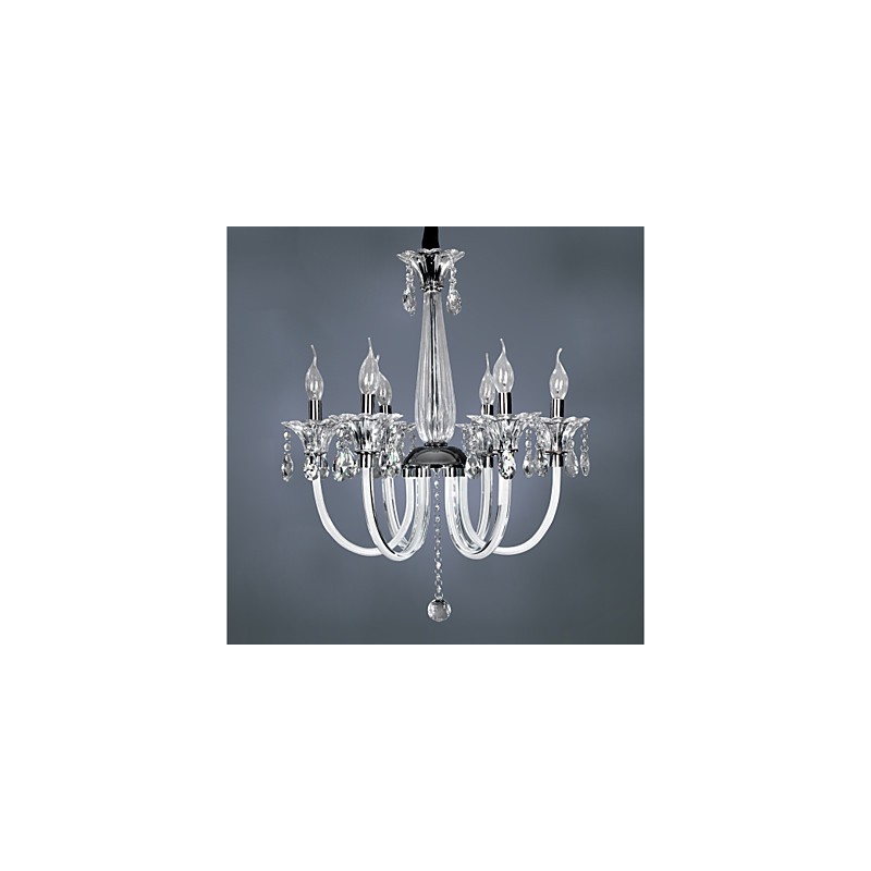 Elegante lámpara de araña de cristal con 6 luces y bombilla tipo vela