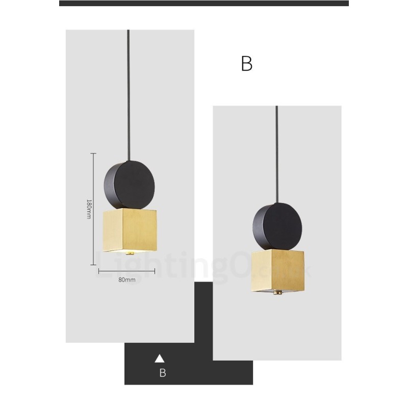 Lámpara colgante posmoderna de 4 estilos en dorado y negro