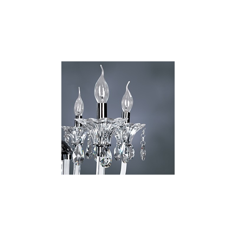 Elegante lámpara de araña de cristal con 6 luces y bombilla tipo vela