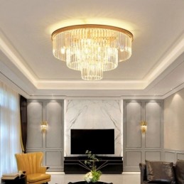 Lámpara de techo empotrada de cristal K9 redonda de lujo posmoderna para sala de exposiciones