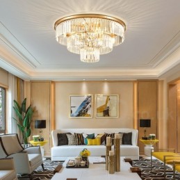 Lámpara de techo empotrada de cristal K9 redonda de lujo posmoderna para sala de exposiciones