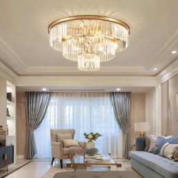 Lámpara de techo empotrada de cristal K9 redonda de lujo posmoderna para sala de exposiciones