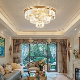 Lámpara de techo empotrada de cristal K9 redonda de lujo posmoderna para sala de exposiciones