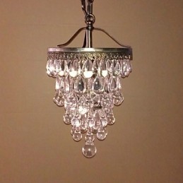 Lámpara colgante moderna con cuentas de cristal, 1 luz y aplique de color antiguo.