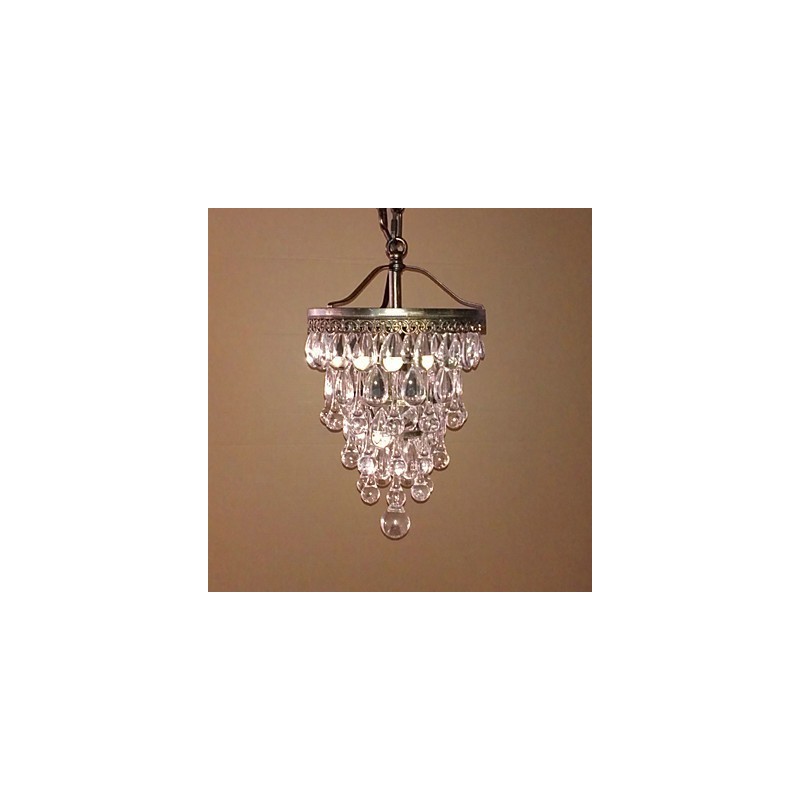 Lámpara colgante moderna con cuentas de cristal, 1 luz y aplique de color antiguo.