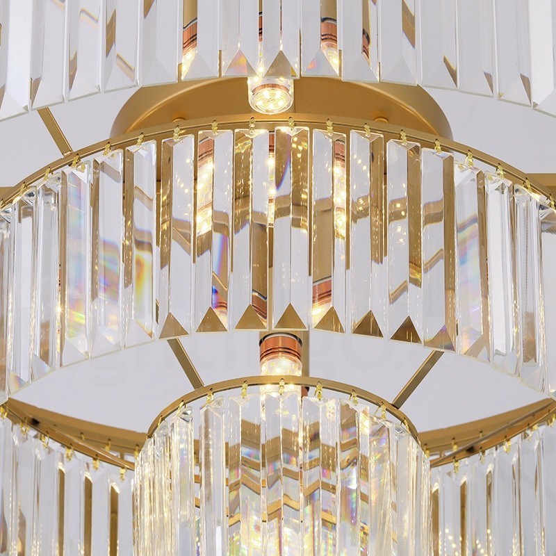 Lámpara de techo empotrada de cristal K9 redonda de lujo posmoderna para sala de exposiciones