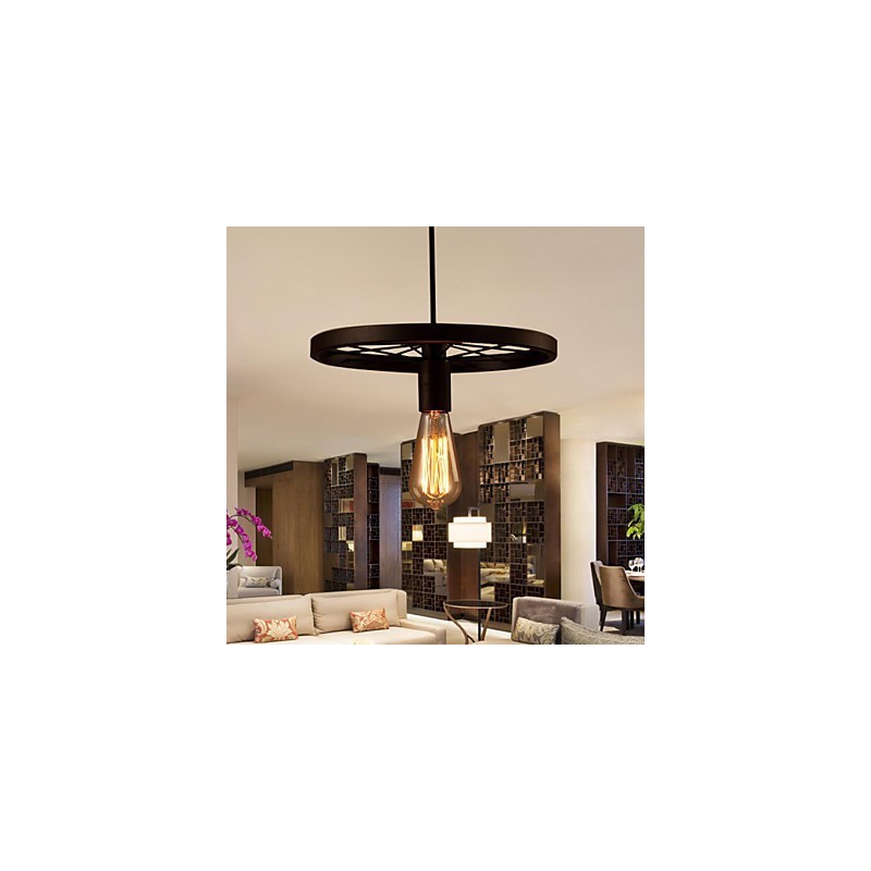 Lámpara colgante industrial vintage de 1 luz con pantalla de hierro