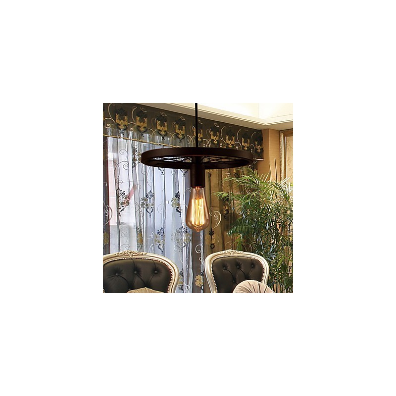 Lámpara colgante industrial vintage de 1 luz con pantalla de hierro
