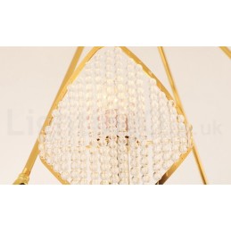 Lámpara colgante de cristal K9 redonda de lujo posmoderna dorada con pantalla acrílica para sala de exposiciones
