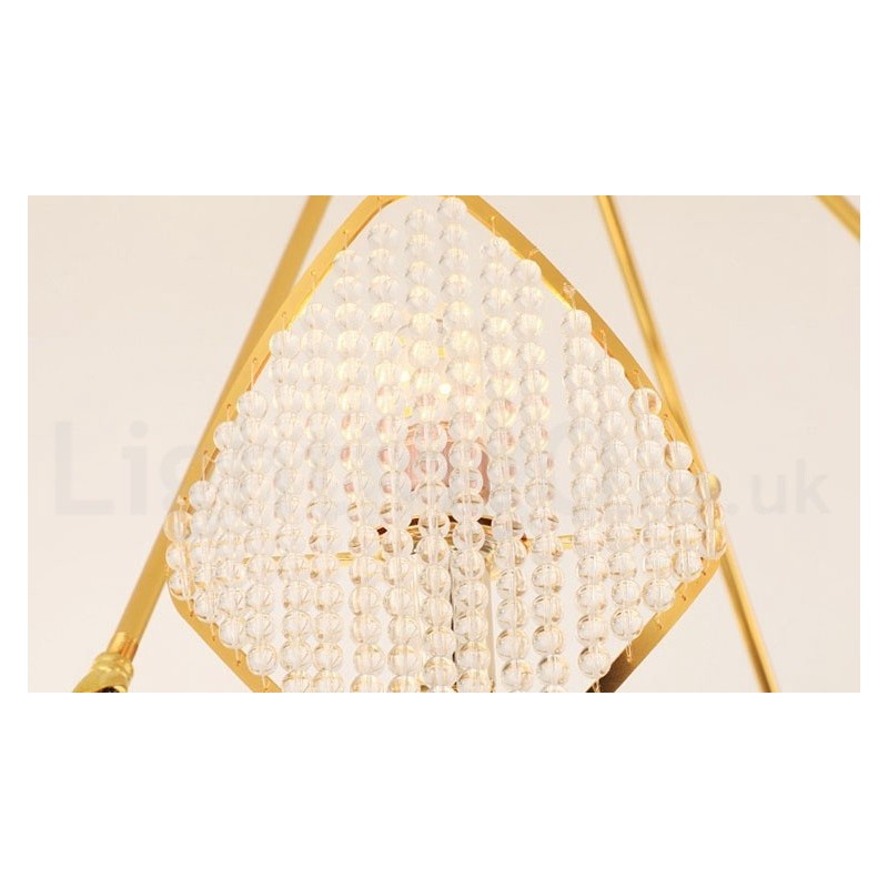 Lámpara colgante de cristal K9 redonda de lujo posmoderna dorada con pantalla acrílica para sala de exposiciones
