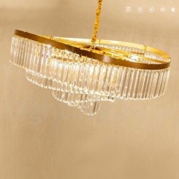 Lámpara colgante redonda de cristal K9 de lujo posmoderna dorada para sala de exposiciones