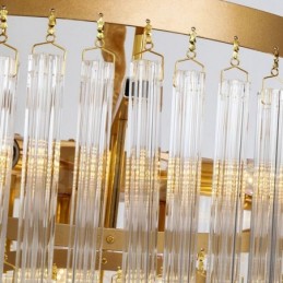 Lámpara colgante redonda de cristal K9 de lujo posmoderna dorada para sala de exposiciones