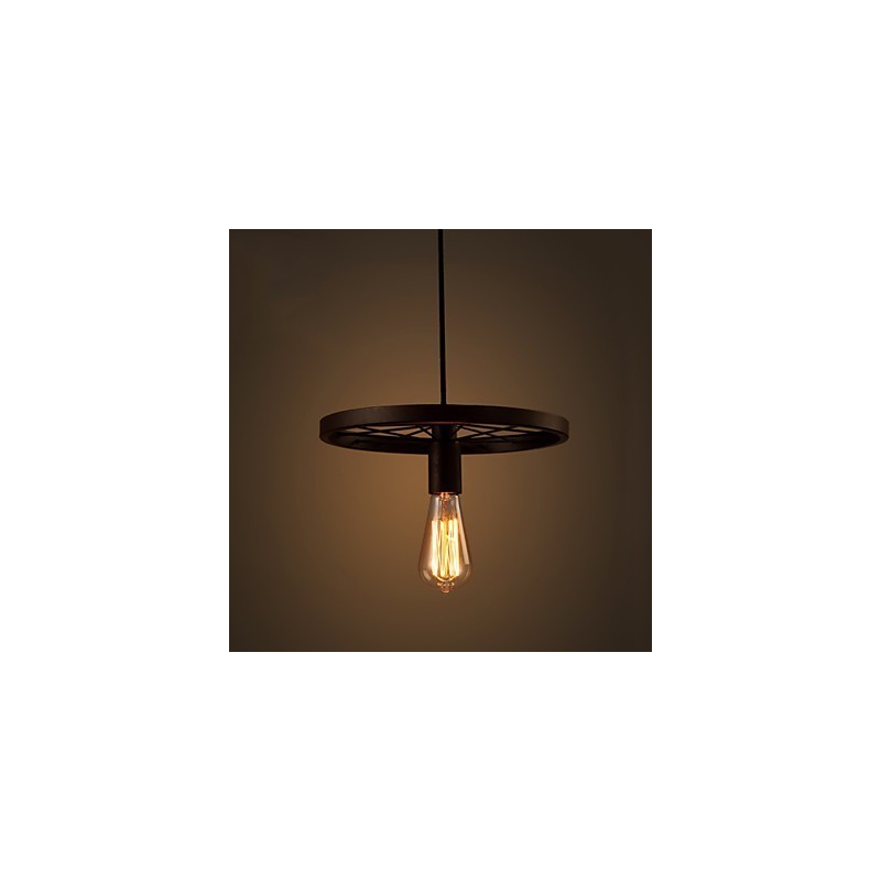 Lámpara colgante industrial vintage de 1 luz con pantalla de hierro