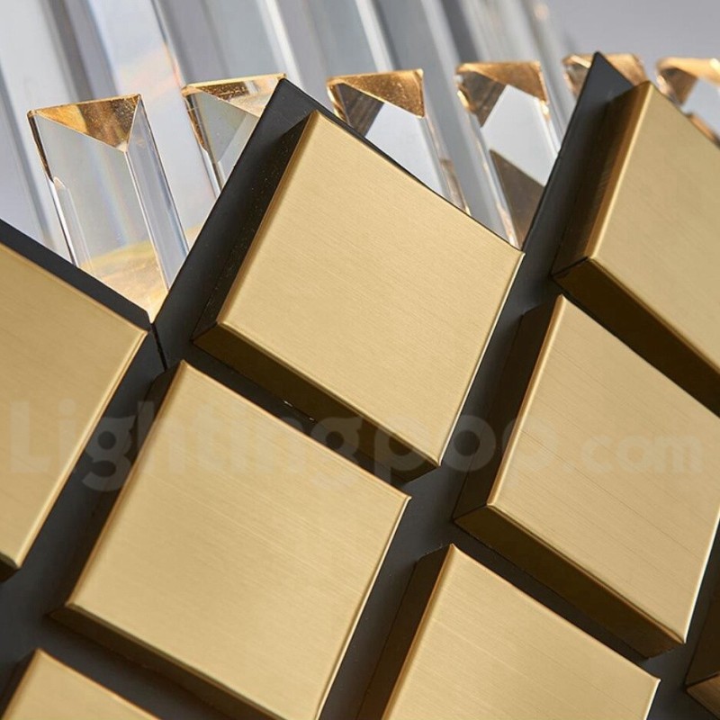 Lámpara colgante de lujo moderna de cristal K9 redondo dorado y negro para sala de exposiciones