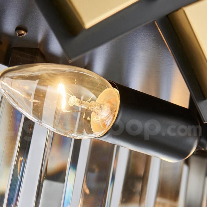 Lámpara colgante de lujo moderna de cristal K9 redondo dorado y negro para sala de exposiciones