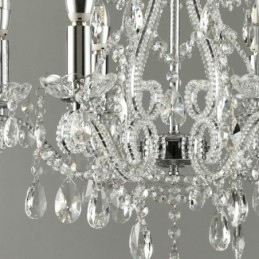 Lámpara colgante de cristal estilo americano de 6 luces doradas y plateadas.